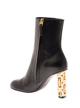 Givenchy Black G Cube Ankle Boots With Gold-tone Logo Heel Black In Leather Woman - Women