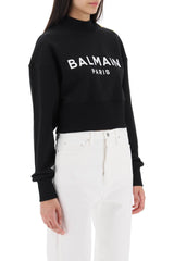 Balmain Cropped Sweatshirt With Logo Print And Buttons - Women