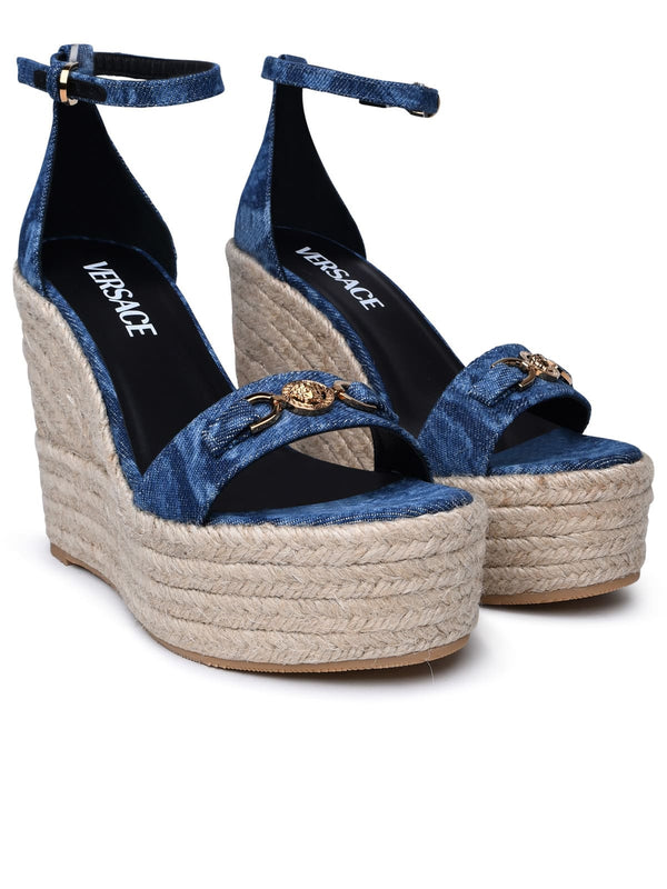 Versace Light Blue Denim Sandals - Women