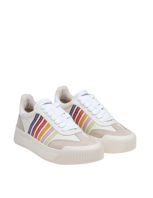 Dsquared2 New Jersey Sneakers In Cream Color Leather - Women