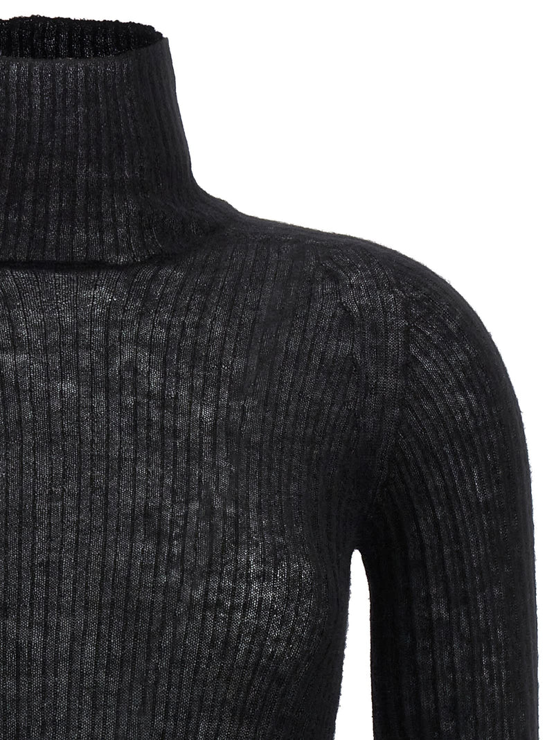 Saint Laurent Black Wool Blend Turtleneck Sweater - Women