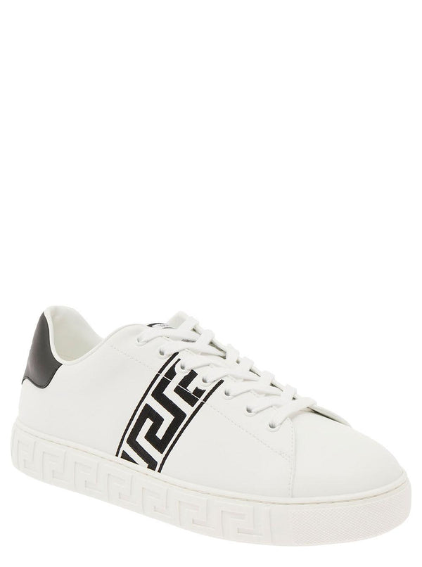 Versace new Greca White Low Top Sneakers With Logo Detail In Vegan Leather Man - Men - Piano Luigi