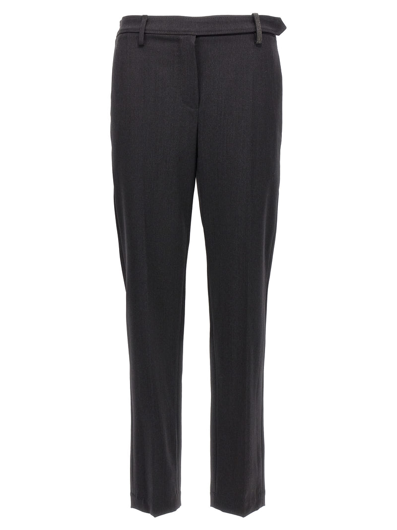 Brunello Cucinelli Stretch Cool Wool Trousers With Cigarette Cut - Women