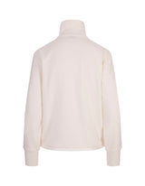 Moncler White Cardigan With Zip And Logo Patch - Women