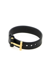 Tom Ford Black Leather T Bracelet - Men - Piano Luigi