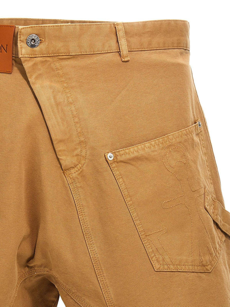 J.W. Anderson Asymmetric-waist Fringed-edge Bermuda Shorts - Men