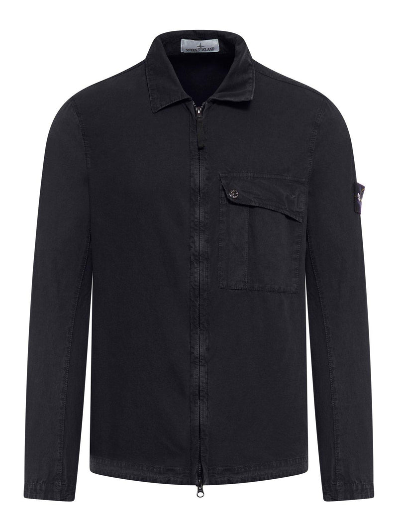 Stone Island Zip Up Denim Shirt - Men