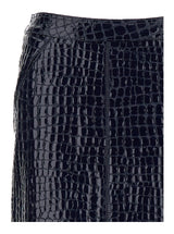 Tom Ford Glossy Croco Embossed Goat Leather Skirt - Women