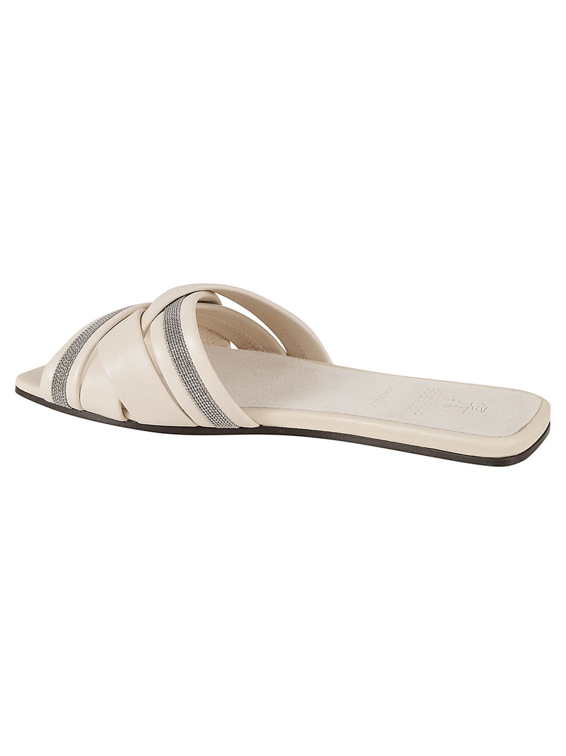 Brunello Cucinelli Cross-strap Embellished Flat Sandals - Women