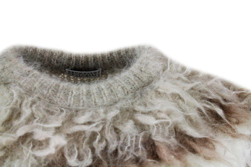 Brunello Cucinelli Mohair Intarsia Sweater With Monili On The Back Neck - Women - Piano Luigi