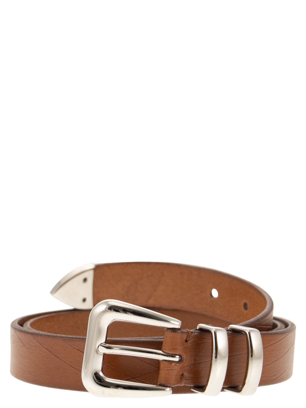 Brunello Cucinelli Leather Belt With Tip - Men