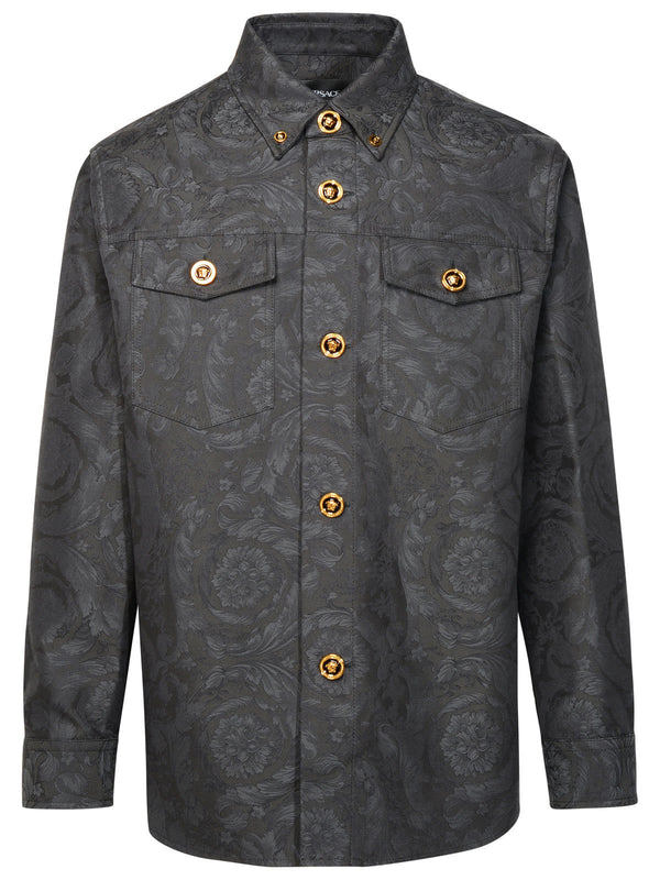 Versace barocco Anthracite Cotton Shirt - Men