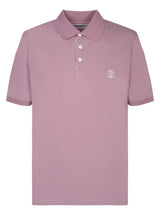 Brunello Cucinelli Logo Pink Piquet Polo Shirt - Men