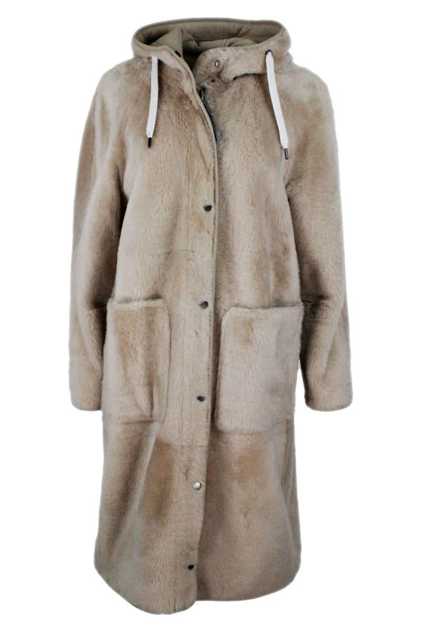 Brunello Cucinelli Reversible Coat In Soft Shearling With Hood - Women - Piano Luigi