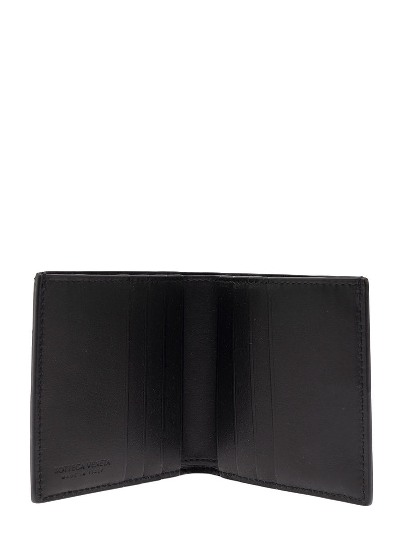 Bottega Veneta Black Bi-fold Wallet With Intreccio Motif In Leather Man - Men