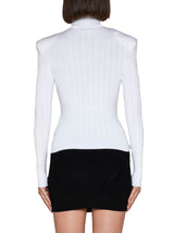 Balmain White Ribbed Turtleneck - Women