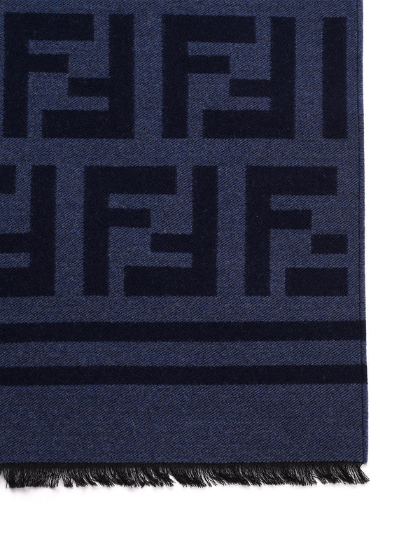 Fendi Monogram Scarf In Wool And Silk - Men