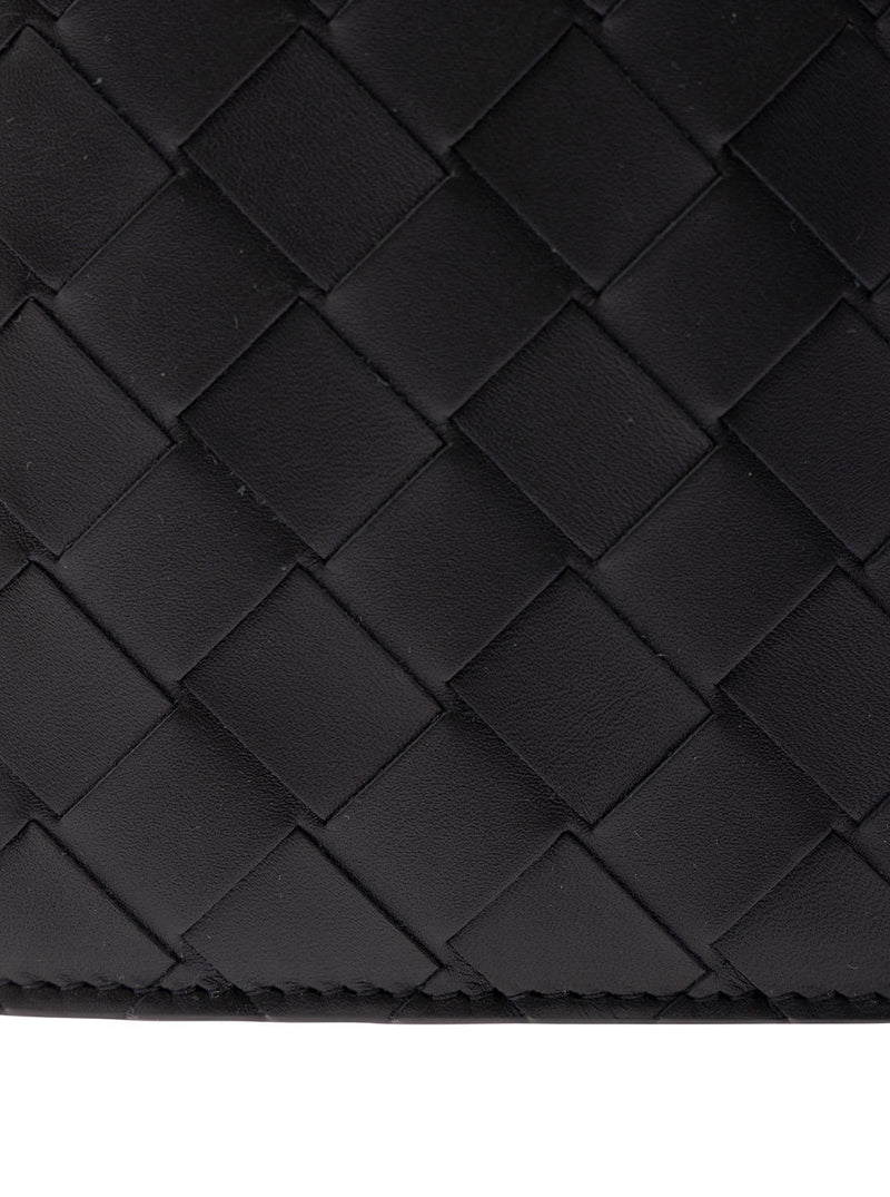 Bottega Veneta Black Bi-fold Wallet With Intreccio Motif In Leather Man - Men