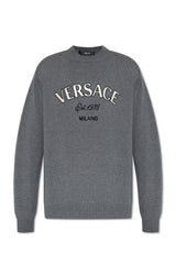 Versace Logo-embroidered Crewneck Jumper - Men