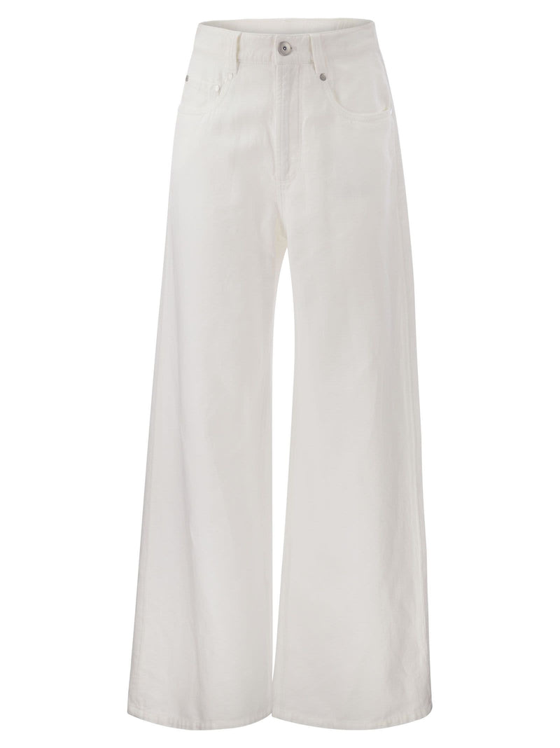 Brunello Cucinelli Relaxed Trousers In Garment-dyed Cotton-linen Cover-up - Women