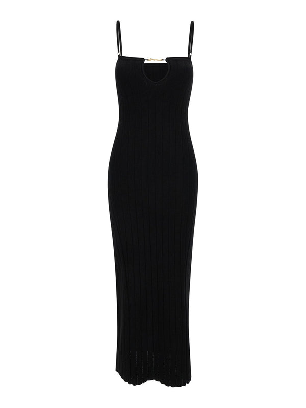 Jacquemus la Robe Sierra Black Midi Dress In Viscose Woman - Women