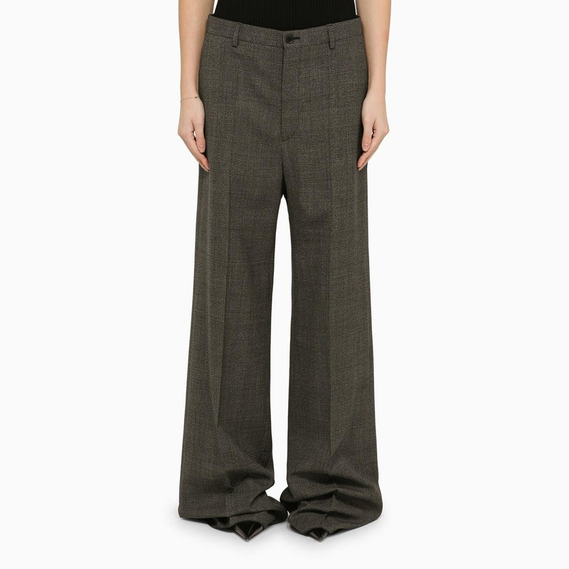 Balenciaga Black\/grey Wool Wide Trousers - Men