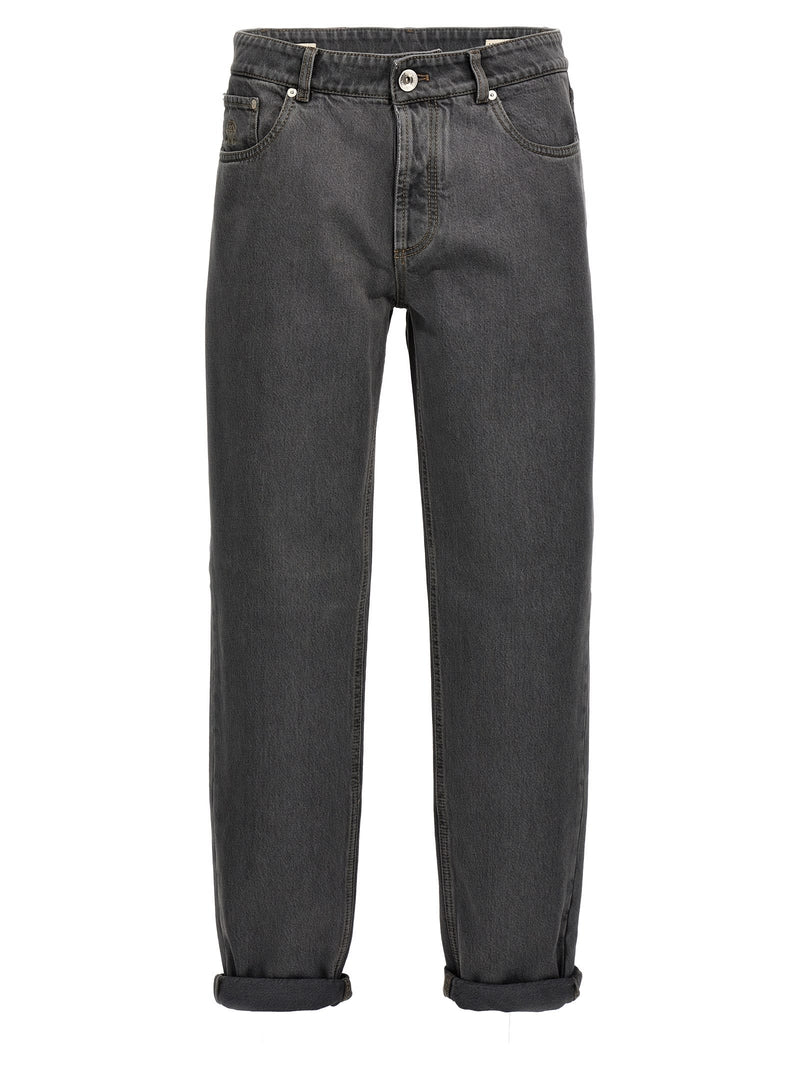 Brunello Cucinelli Logo Embroidery Jeans - Men