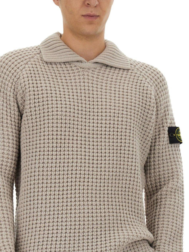 Stone Island Compass Patch Collared Jumper - Men