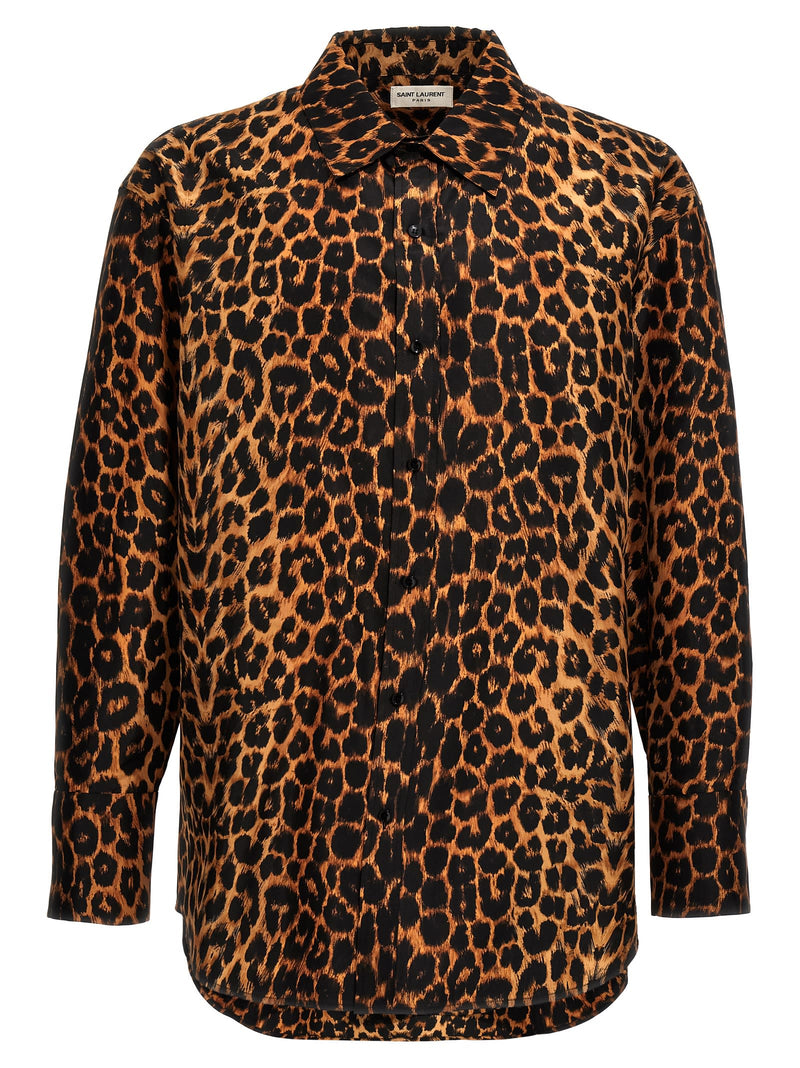 Saint Laurent Leopard Print Taffeta Shirt - Men