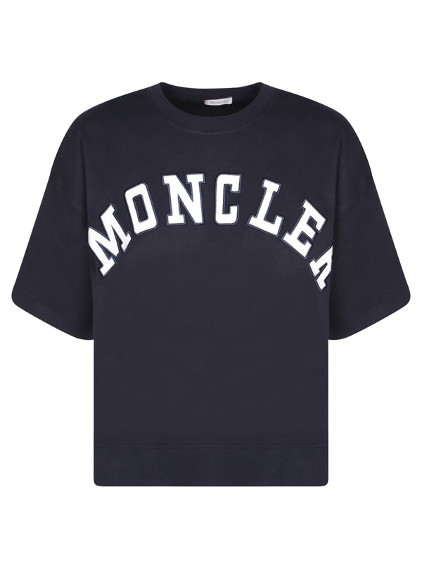 Moncler Logo Blue Roundneck T-shirt - Women