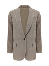 Brunello Cucinelli Single-breasted Jacket In Yak Canvas - Women