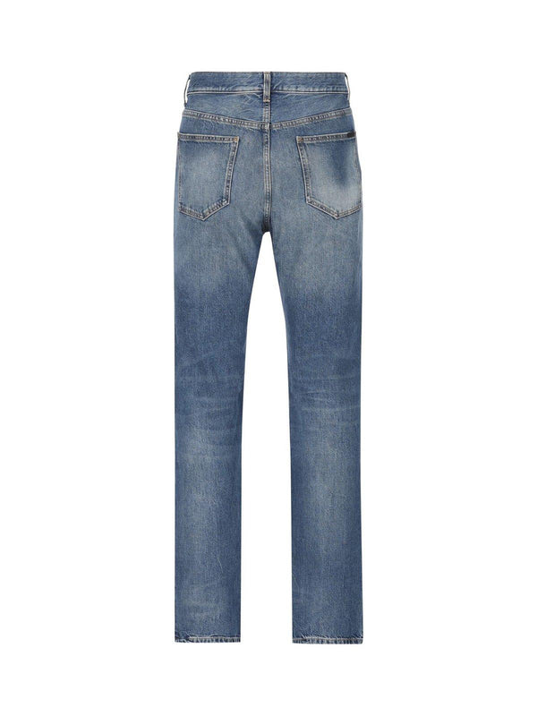 Saint Laurent Logo Patch Straight Leg Jeans - Men