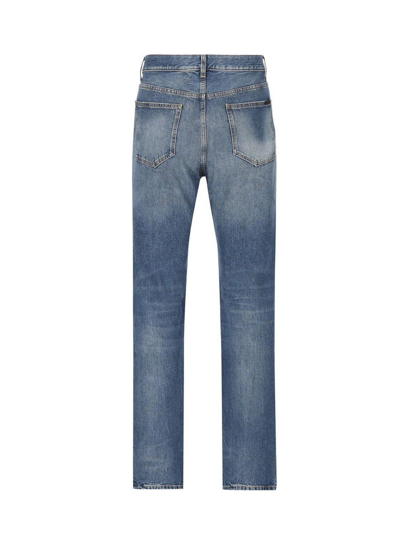 Saint Laurent Logo Patch Straight Leg Jeans - Men