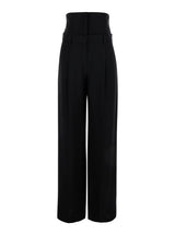 Brunello Cucinelli Black High Waisted Tailored Trousers In Linen Blend Woman - Women