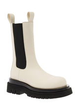 Bottega Veneta bv Lug White Boots With Contrasting Multi-layered Sole In Leather Woman - Women