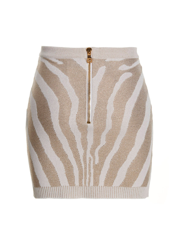 Balmain Zebra Knit Short Skirt - Women