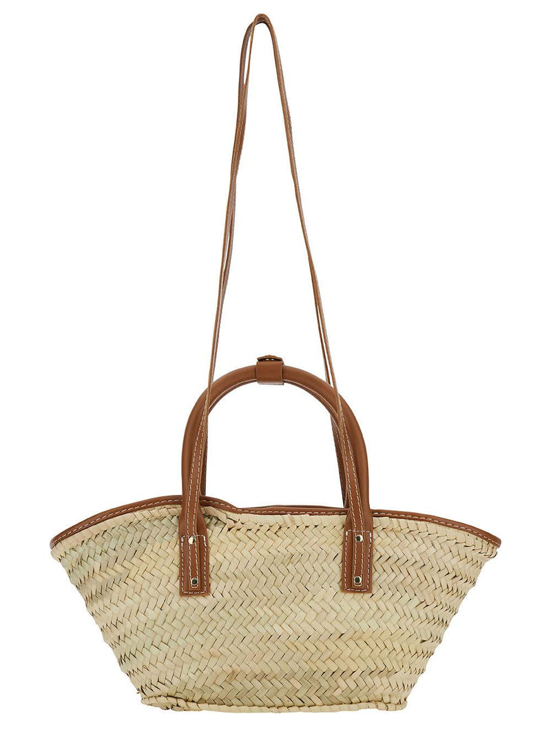 Jacquemus Beige Bucket Bag With Leather Details And Logo In Straw Woman - Women - Piano Luigi