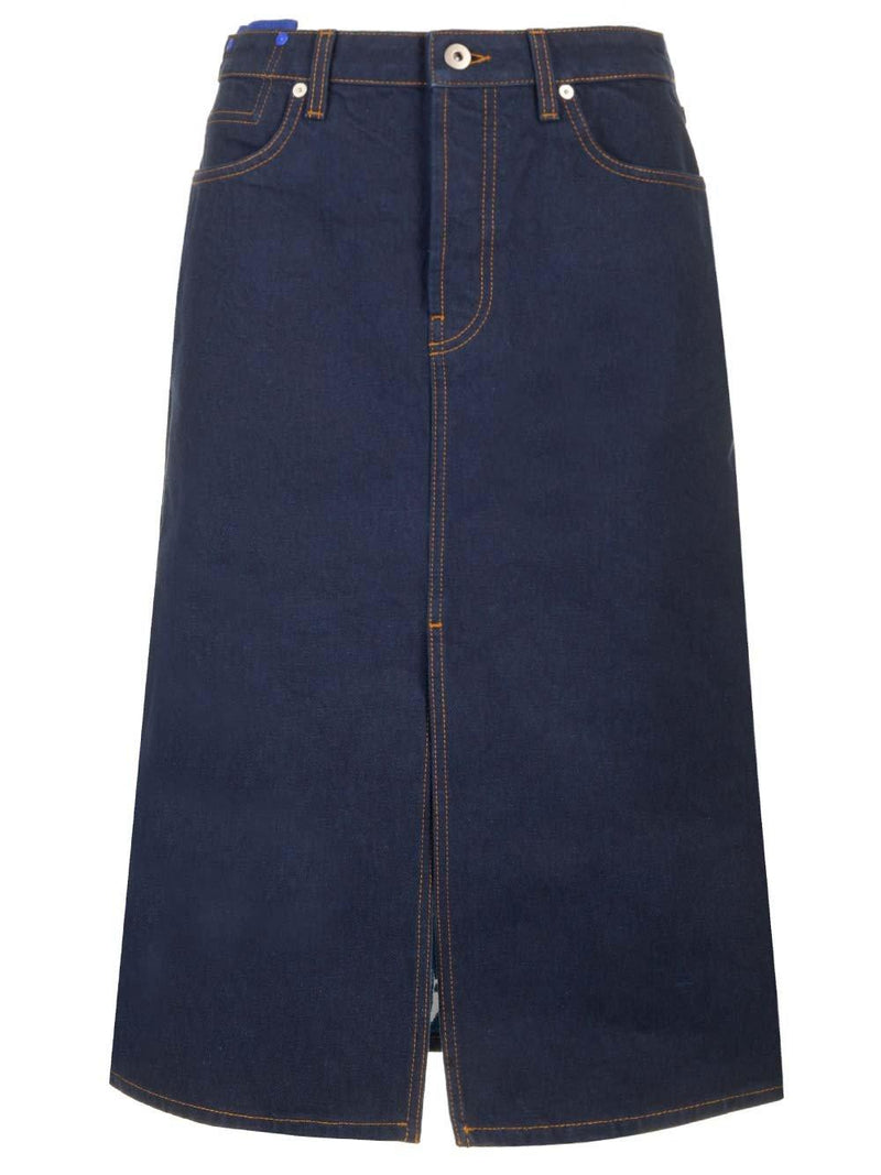 Burberry Japanese Front-slit Denim Midi Skirt - Women