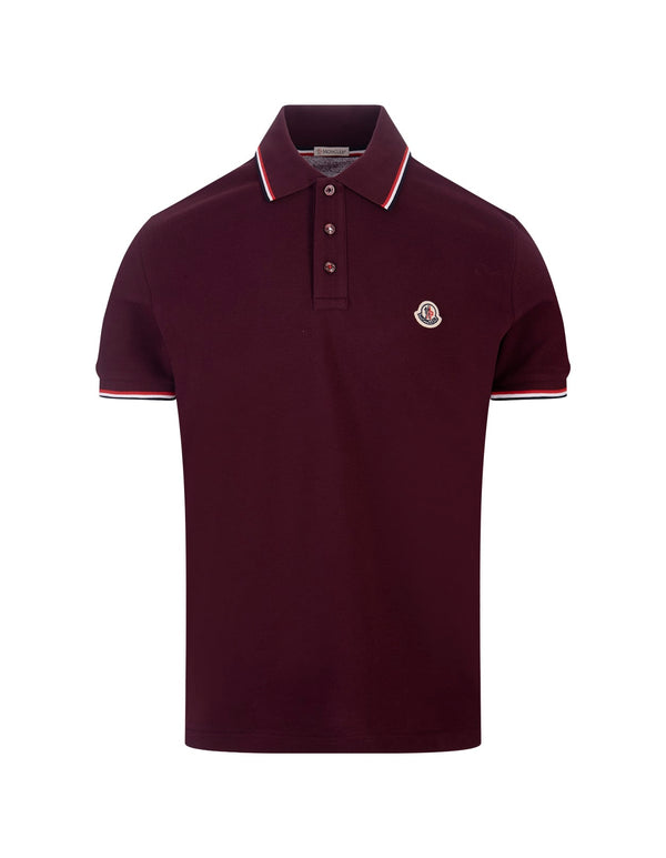 Moncler Red Short-sleeved Polo With Embroidered Logo - Men
