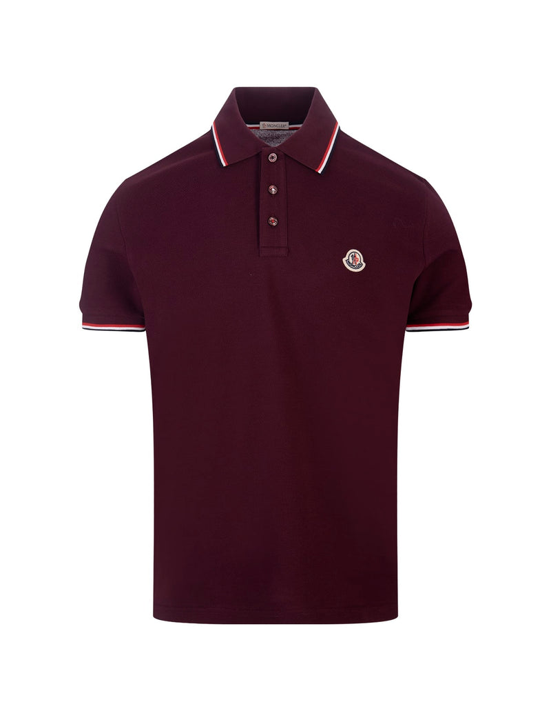 Moncler Red Short-sleeved Polo With Embroidered Logo - Men