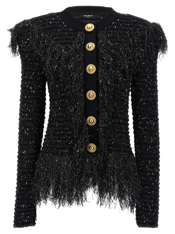 Balmain glittered Fringed Short Jacket - Women