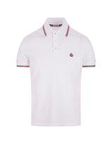 Moncler White Short-sleeved Polo With Embroidered Logo - Men