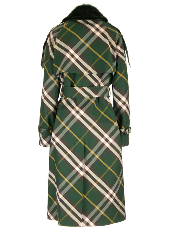 Burberry Check Gabardine Trench Coat - Women