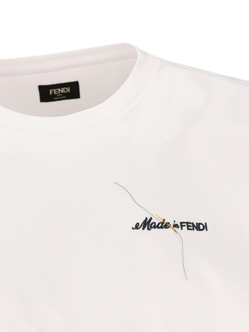 Fendi Logo Embroidered Crewneck T-shirt - Men