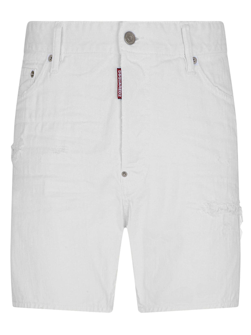 Dsquared2 White Bull Denim Shorts - Men