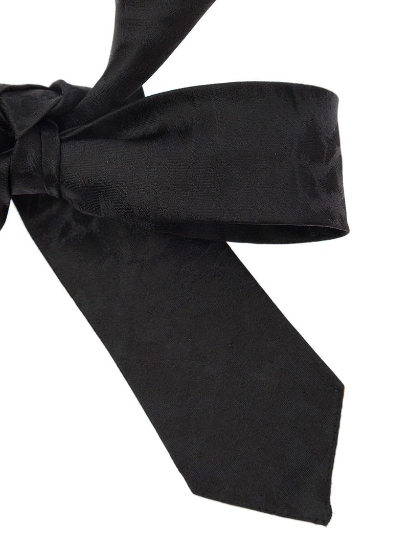 Saint Laurent Black Tapered Tie With All-over Leopard Motif In Silk Man - Men