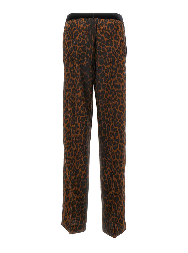 Tom Ford Reflected Leopard Print On Stretch Silk Satin Pj Pants - Women