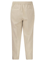 Brunello Cucinelli Leisure Fit Cotton Gabardine Trousers With Drawstring And Double Darts - Men