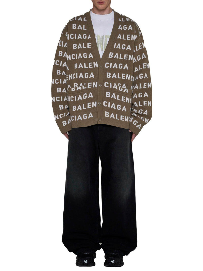 Balenciaga Logo Intarsia-knit Cardigan - Men