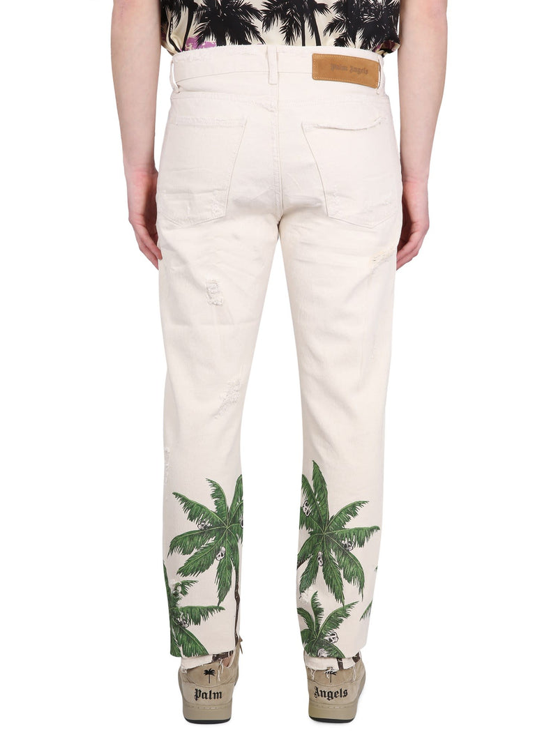 Palm Angels Palm Printed Distressed Jeans - Men